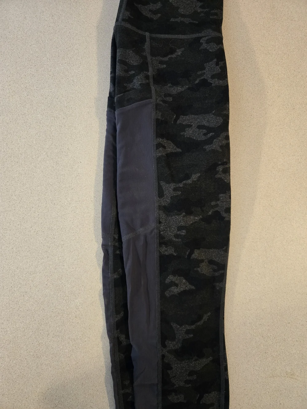 Fabletics Black & Charcoal Camo High-Waist Leggings with Side Panels